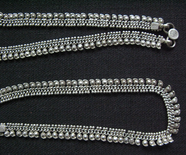 Kohistan tribal high carat silver pair of anklets