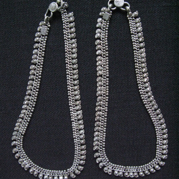 Kohistan tribal high carat silver pair of anklets
