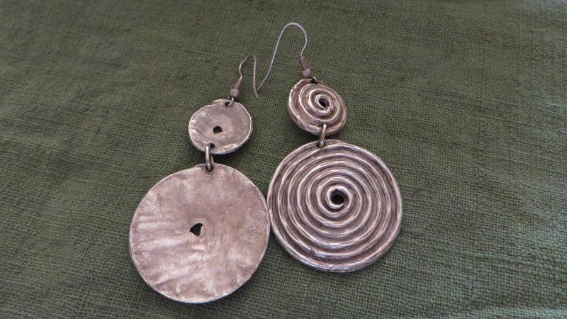 Kazakh ethnic silver earrings