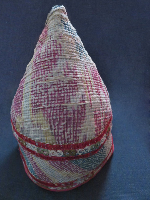 Turkmen Chodor tribal quilted Ikat hat