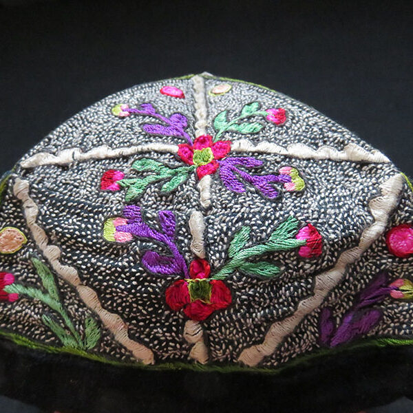 Uzbekistan Fargana Valley tribal silk embroidery skullcap