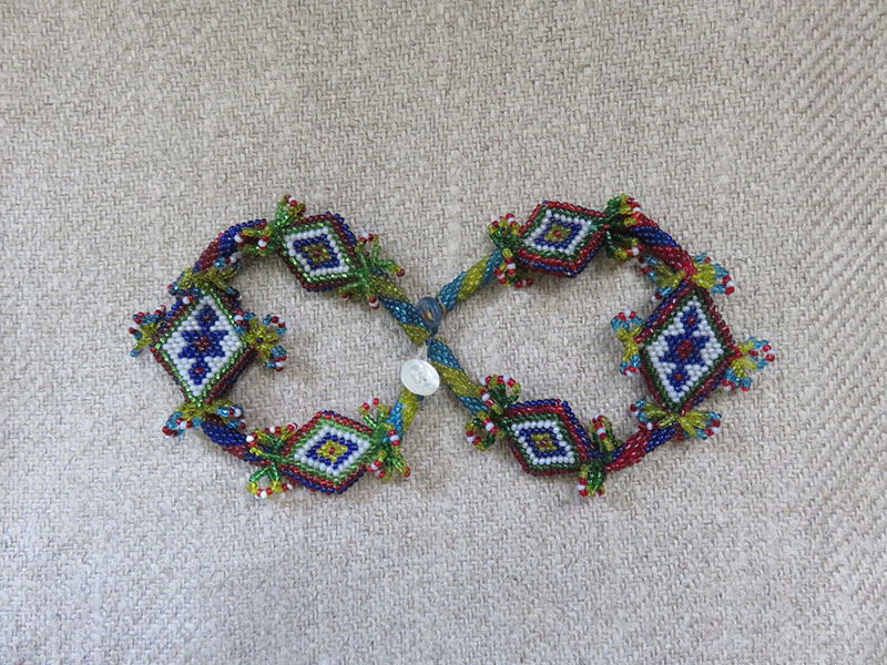 Anatolian tribal glass bead crochet pair of bracelets