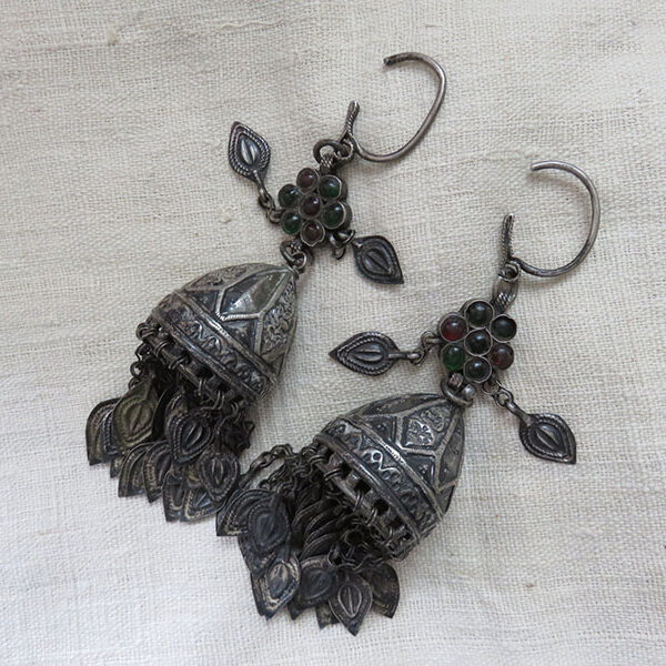 Afghanistan - Kuchi tribal antique silver costume earrings