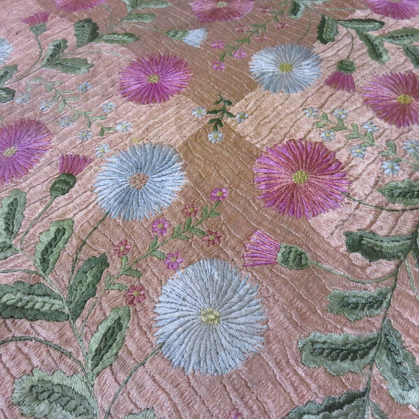 Hungarian antique silk satin stitch embroidered cover