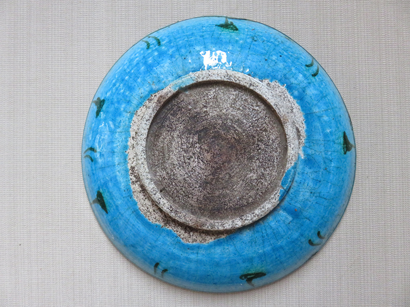 Dagestan antique tribal glazed ceramic plate