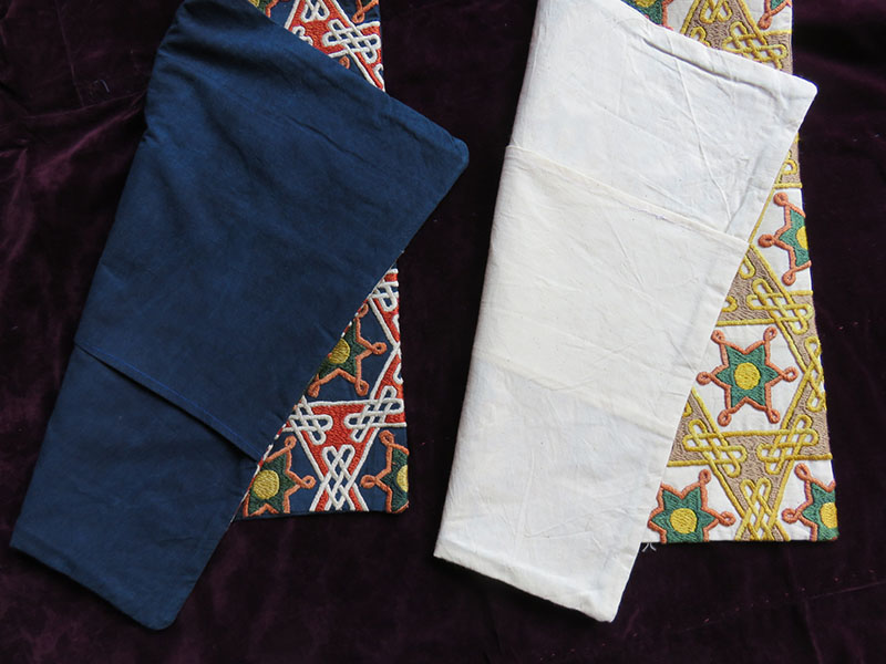 Uzbekistan Khorezm ethnic pair of silk pillow covers