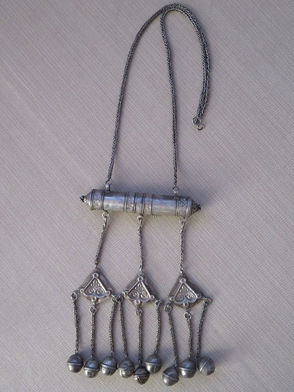 Kazakhstan Tumar antique talisman silver necklace