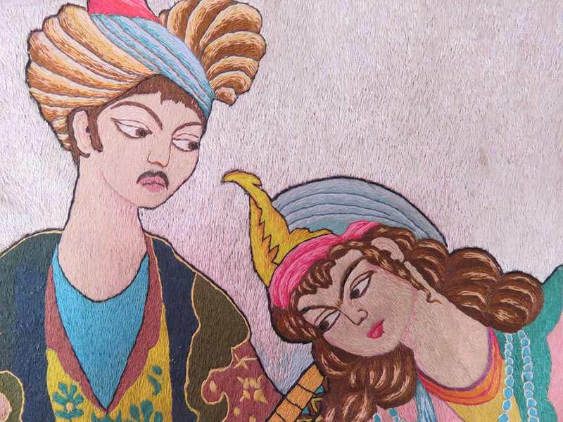 Persian - Azerbaijan silk embroidery - LAYLA & MAJNOON
