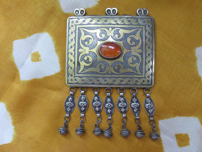 Turkmenistan - ethnic silver gilded pendant