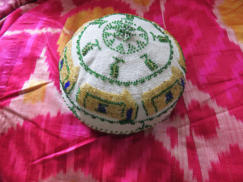 Syrian Druze ethnic glass beaded hat - skullcap