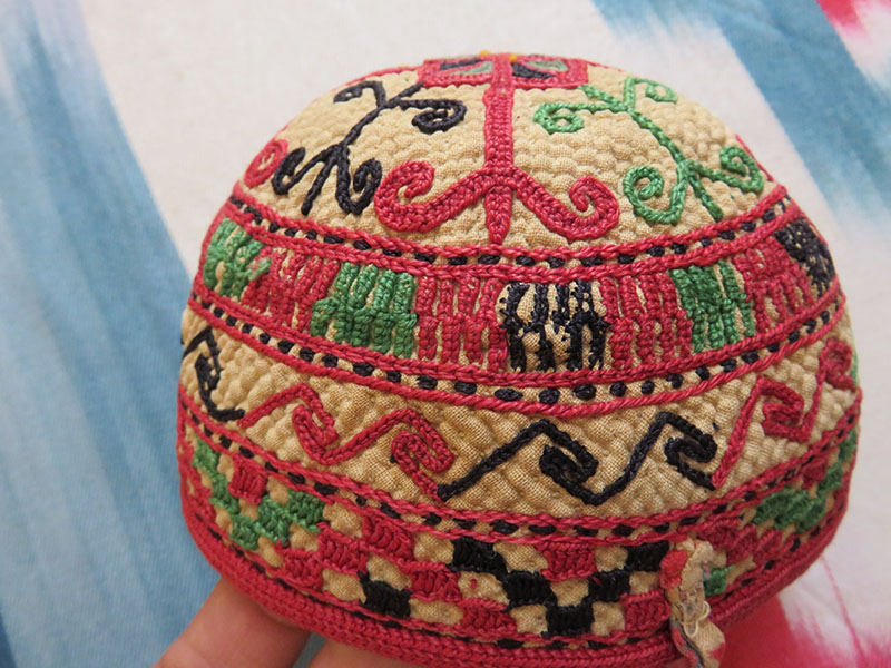 Afghanistan Turkmen tribal child silk embroidered hat
