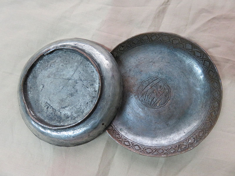 Ottoman antique hand forged Copper mini plates