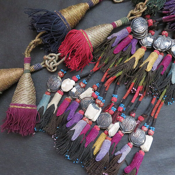 Afghanistan - Lakai and Kuchi tribal silk and metallic embroidery tassels