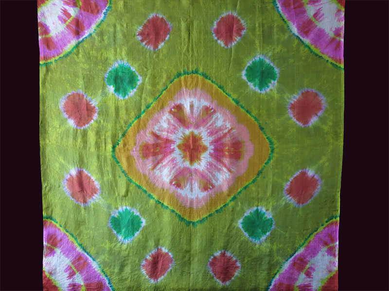 Uzbekistan Plangi, tie dyed hand loomed silk textile – shawl