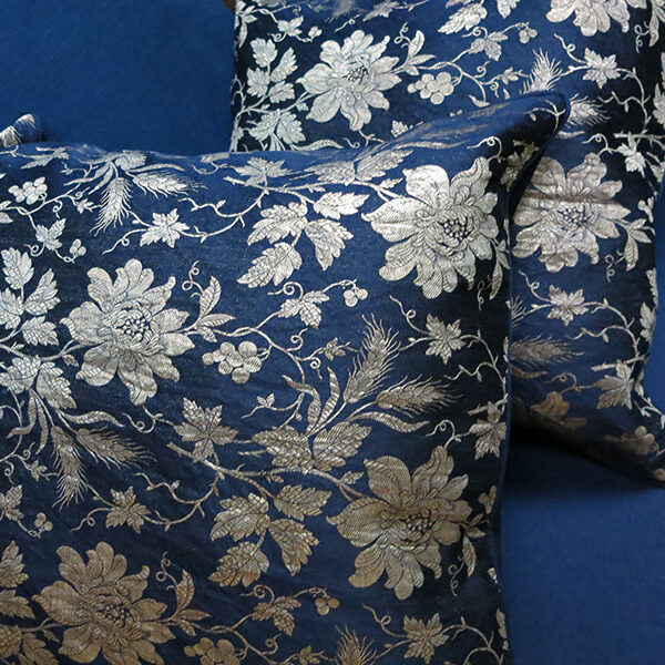 Russian Federation pair of silk and soft metallic brocade pillow covers