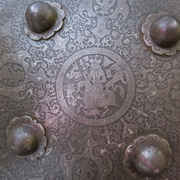 PERSIA - QAJAR period antique steel battle – worrier shield
