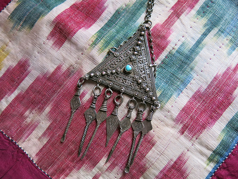Afghanistan - Kuchi tribal silver pendant - necklace