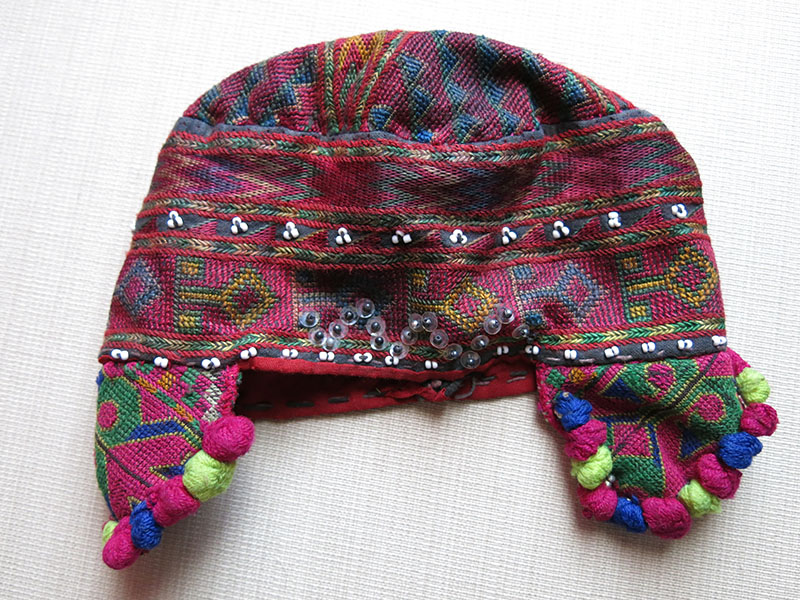 Pakistan Kohistan Swat Valley tribal silk child hat