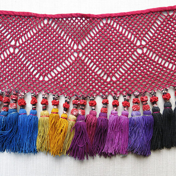 Uzbekistan - Shahrisabz - LAKAI tribal silk braided net with tassels