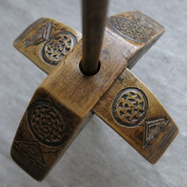 Anatolian Konya - Turkmen antique hand carved wooden drop spindle