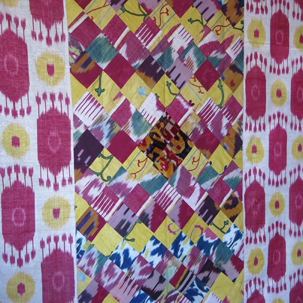 UZBEKISTAN BOKHARA - silk ikat patchwork bed cover