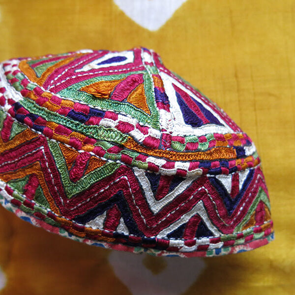 NORTH EAST IRAN - Khorasan Turkmen tribal silk embroidery skullcap
