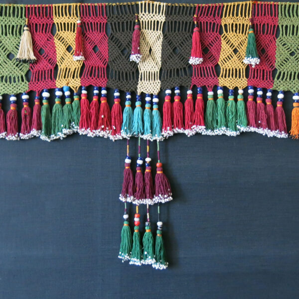 AFGHANISTAN LAKAI tribal braided mercerized cotton and beaded long tassel