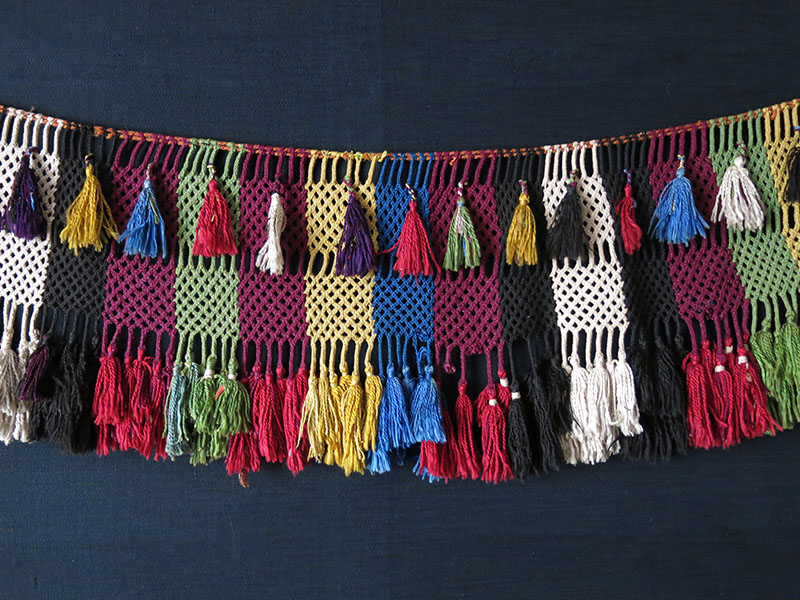 AFGHANISTAN LAKAI silk braided with tassels wall hanging