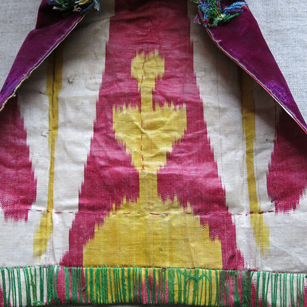 UZBEKISTAN BOKHARA Kultapush - tailed metallic embroidered velvet hat