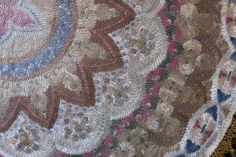 HUNGARIAN Antique silk embroidered table cover