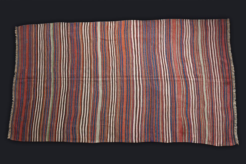 WESTERN ANATOLIA - AYDIN Turkmen tribal striped kilim
