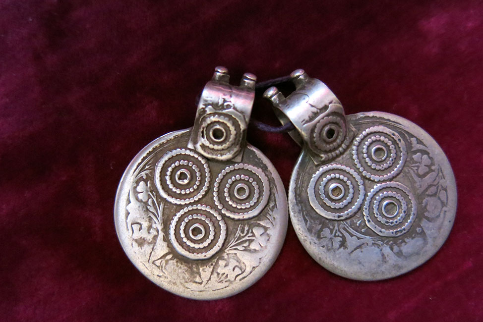 SOUTH UZBEKISTAN - Silver tribal pair of pendant