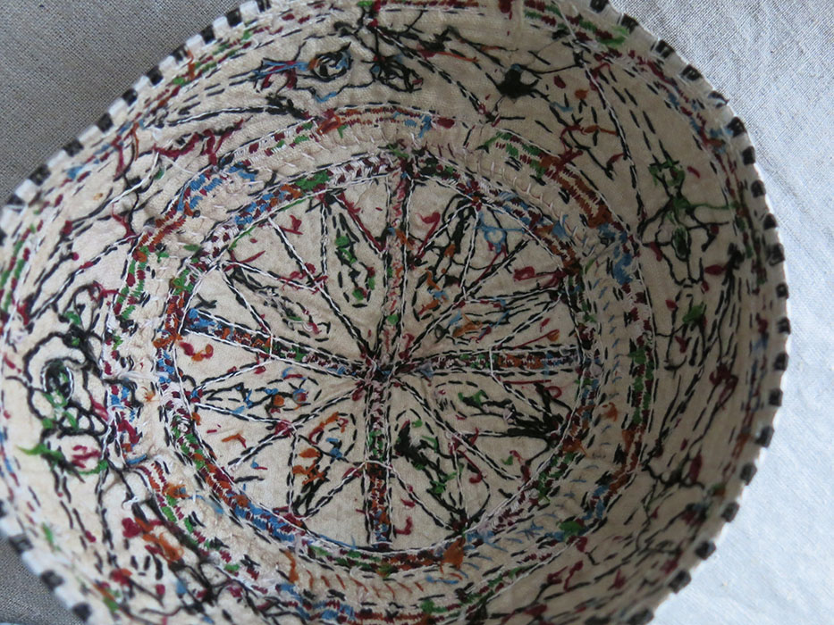 North East PERSIA – Khorasan Turkmen/ Kurdish tribal silk embroidery hat / skullcap