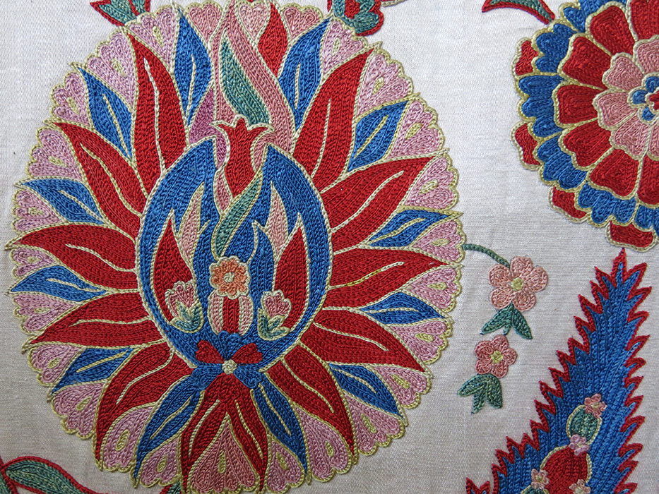UZBEKISTAN FARGAN VALLEY hand embroidered silk Suzani table runner