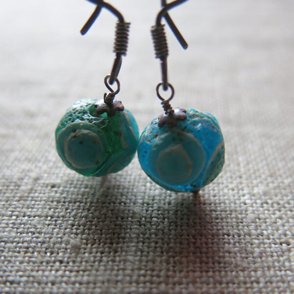 AFGHANISTAN – INDUS VALLEY antique pair of glass earrings