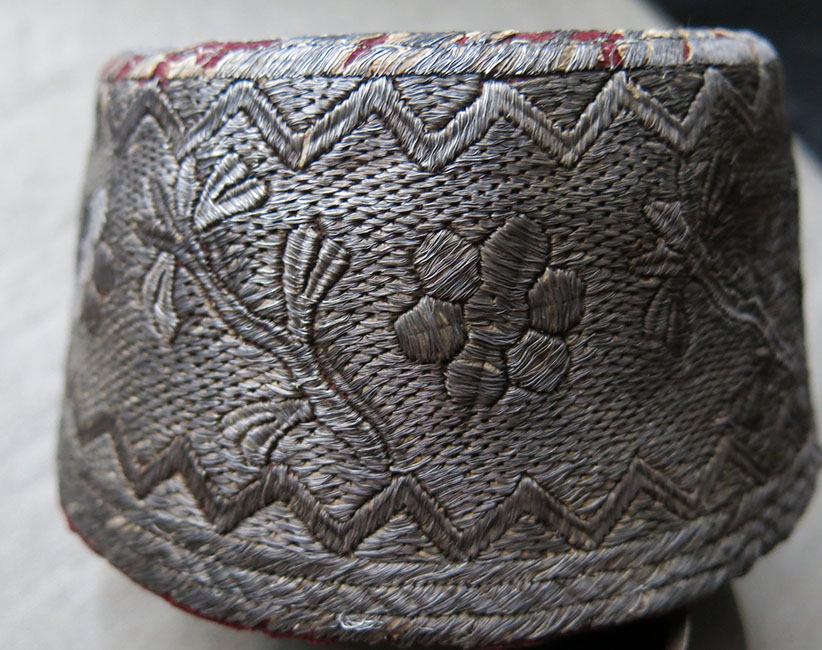 OTTOMAN Silver embroidered "FEZ" – “Tarboosh” STYLE antique HAT