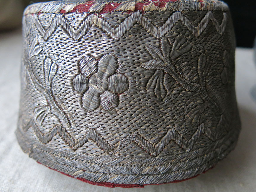 OTTOMAN Silver embroidered "FEZ" – “Tarboosh” STYLE antique HAT