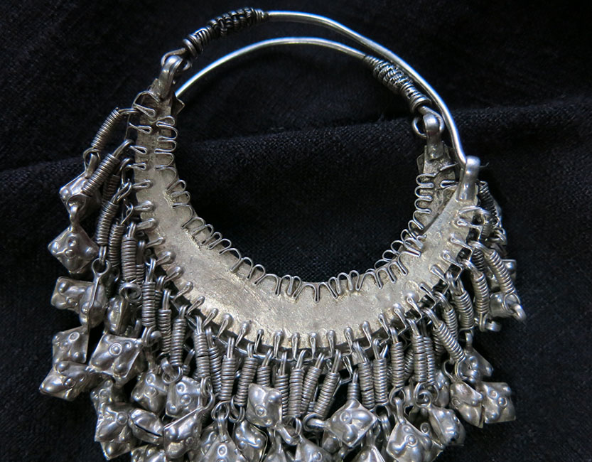AFGHANISTAN PASHTUN tribal silver costume earrings