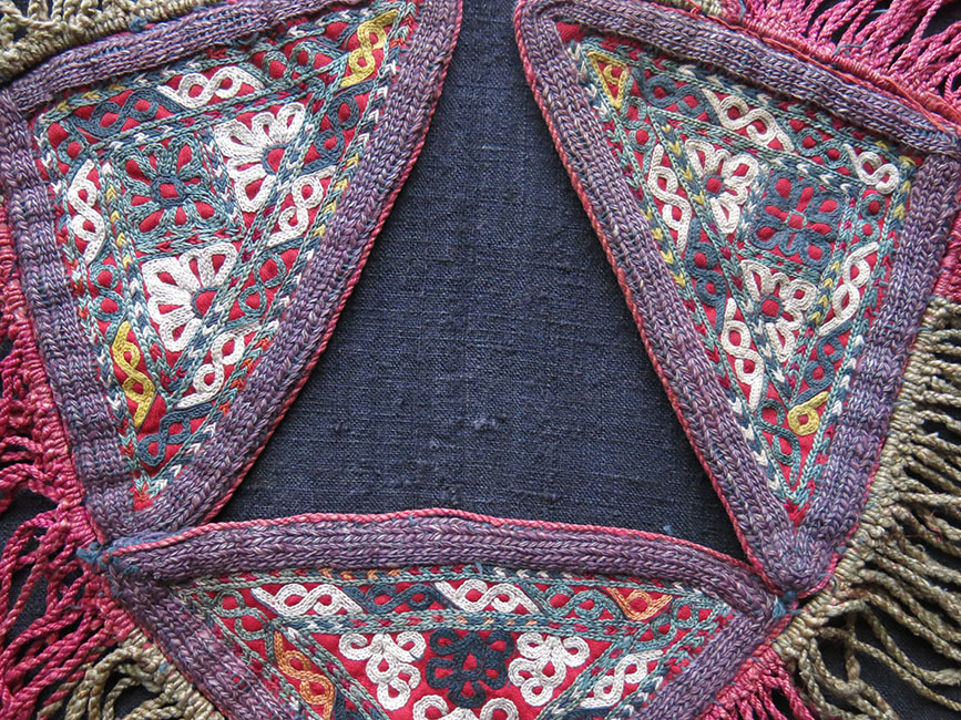 TURKMEN CHODOR tribal talismanic silk embroidery hanging