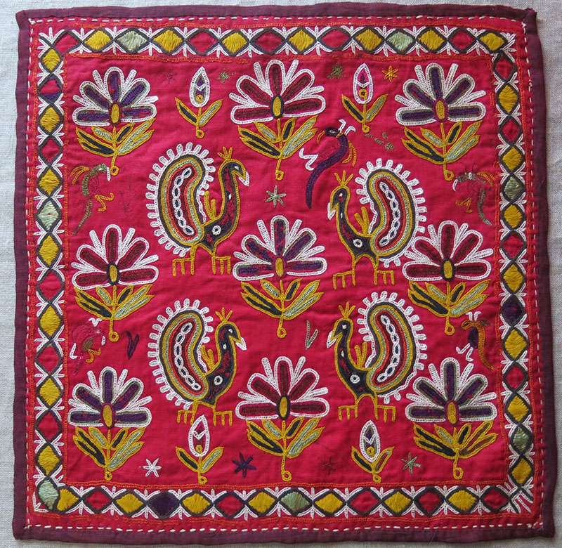 INDIA GUJARAT Silk embroidery small ceremonial hanging