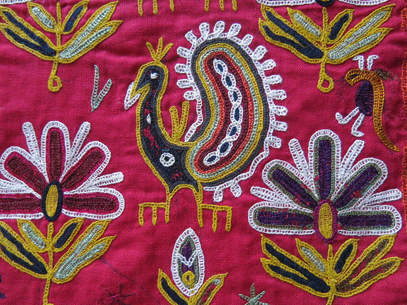 INDIA GUJARAT Silk embroidery small ceremonial hanging