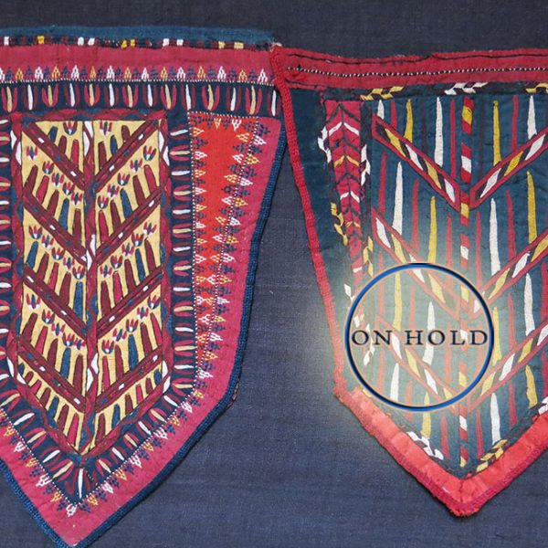 TEKKE TURKMEN silk embroidered camel headwear fragment
