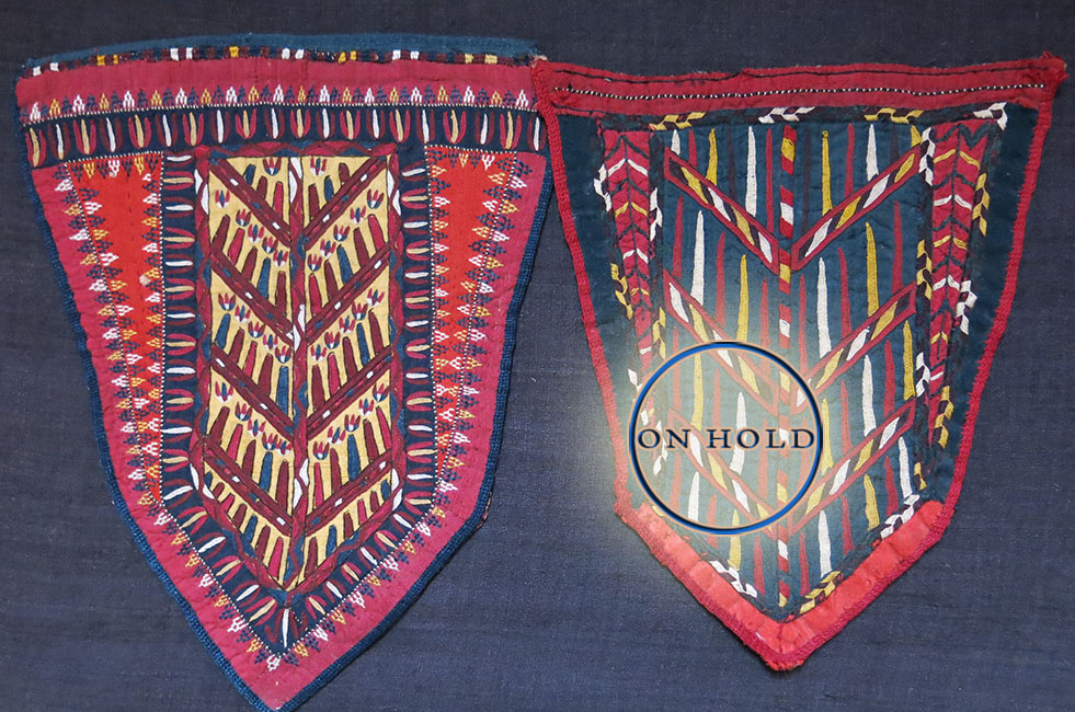 tekke-turkmen-silk-embroidered-camel-headwear-fragment TEKKE TURKMEN silk embroidered camel headwear fragment