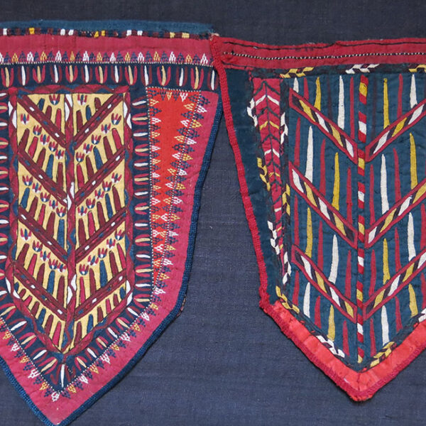 TEKKE TURKMEN silk embroidered camel headwear fragment