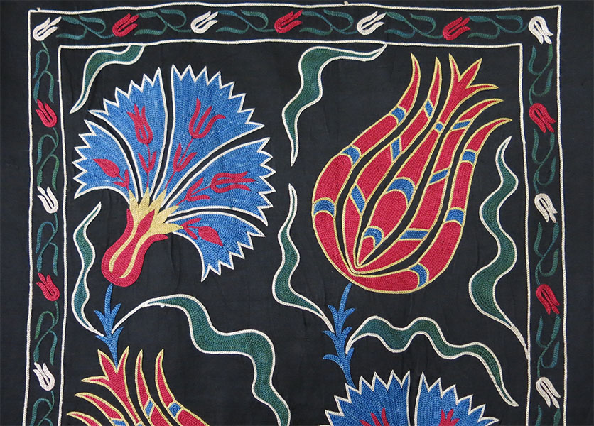UZBEKISTAN FARGAN VALLEY handmade silk Suzani wall hanging/ Table runner