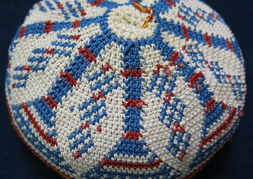 SYRIA LEBANON KURDISH tribal hand knitted silk hat / skull cap