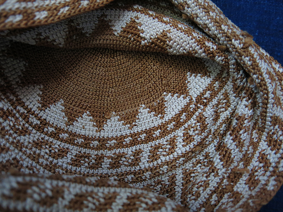 CAUCASUS - AZERBAIJAN - KURDISH SILK hand knitted ethnic hat