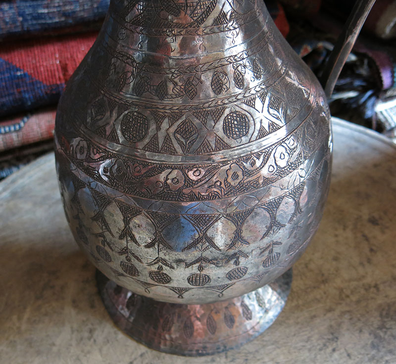 EAST CAUCASUS - DAGESTAN - hand forged and chiseled copper WATER PITCHER