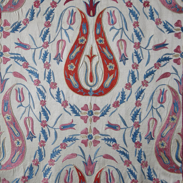 UZBEKISTAN – FARGANA VALLEY Silk fine embroidered Suzani table runner/ hanging