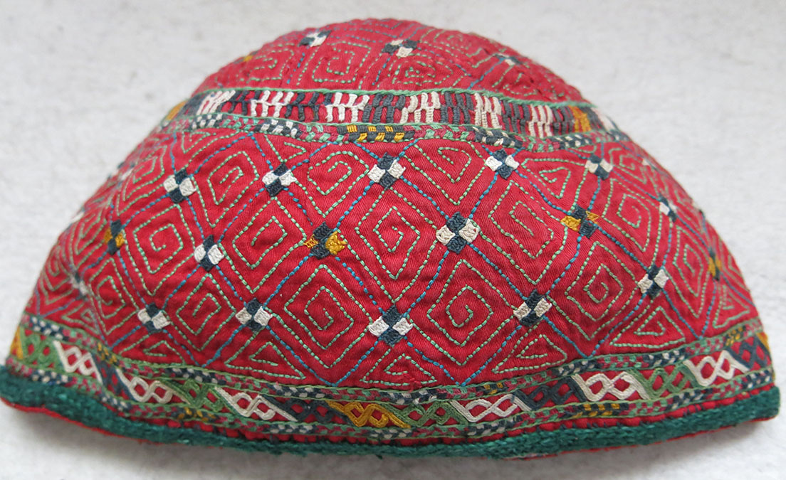 TURKMEN CHODOR Ceremonial silk embroidery HAT